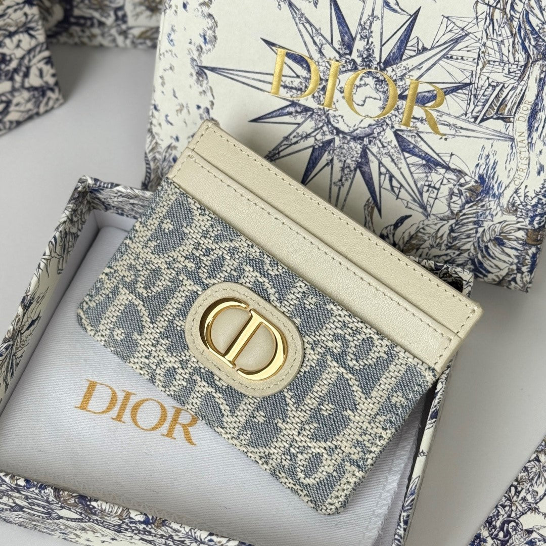 CD 30 Montaigne Freesia Card Holder 10cm White Grey Jacquard