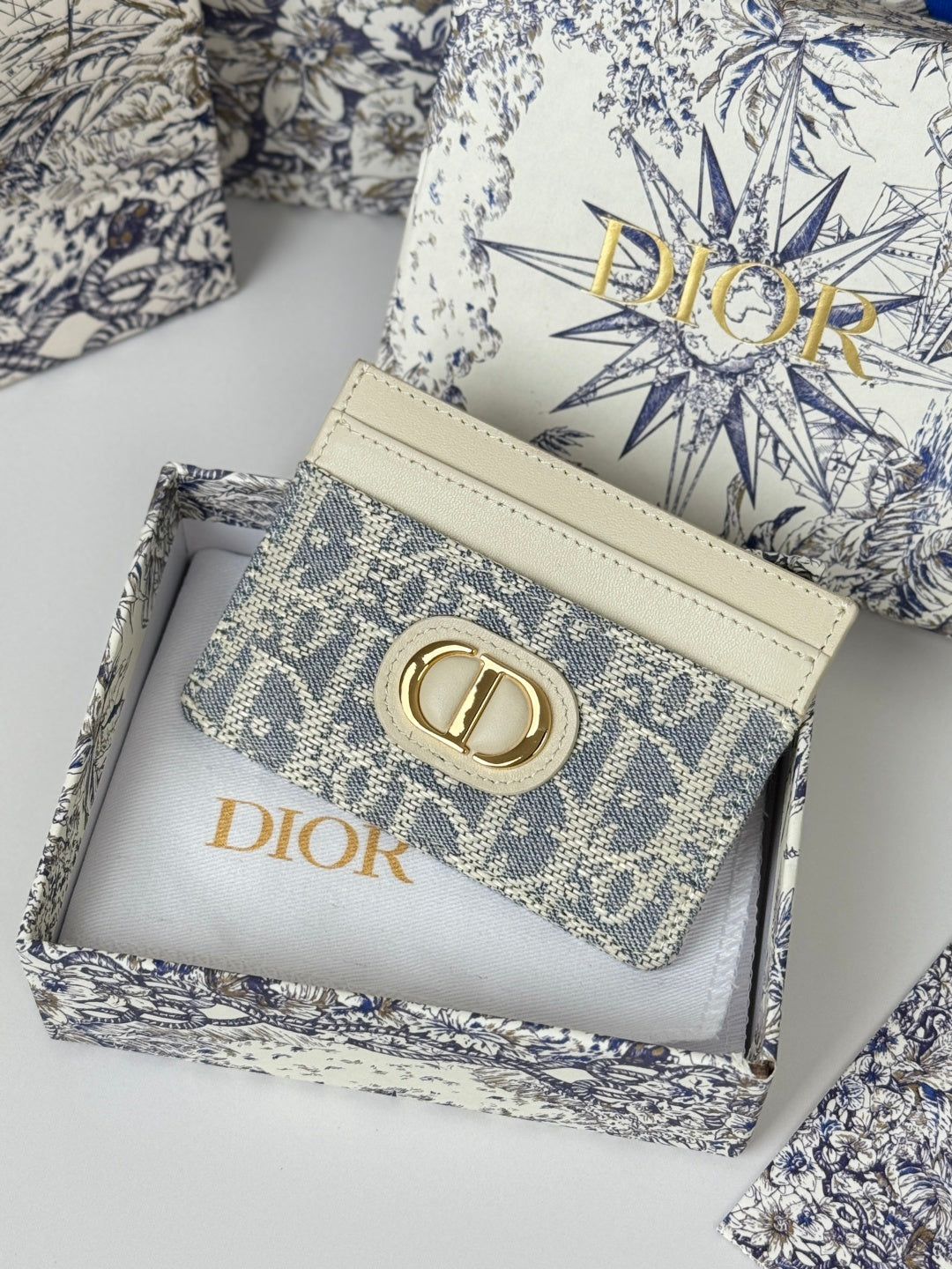 CD 30 Montaigne Freesia Card Holder 10cm White Grey Jacquard