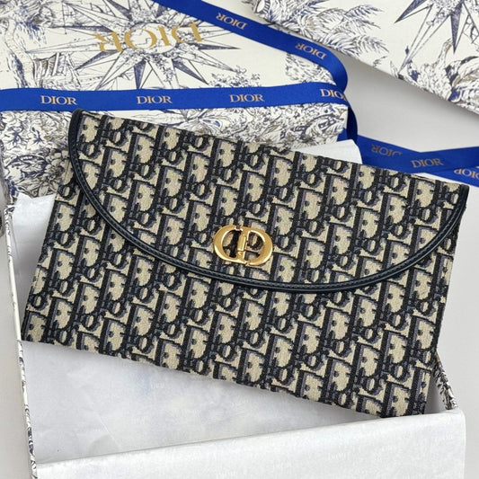 CD 30 Montaigne Avenue Pouch with Flap 30cm Blue Jacquard