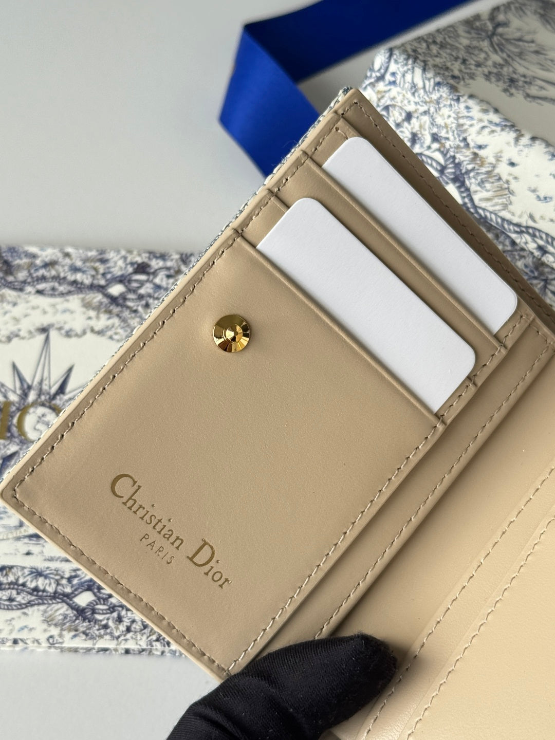 CD 30 Montaigne Dahlia Wallet 12cm Grey Beige Fabric & Calfskin Jacquard mysite