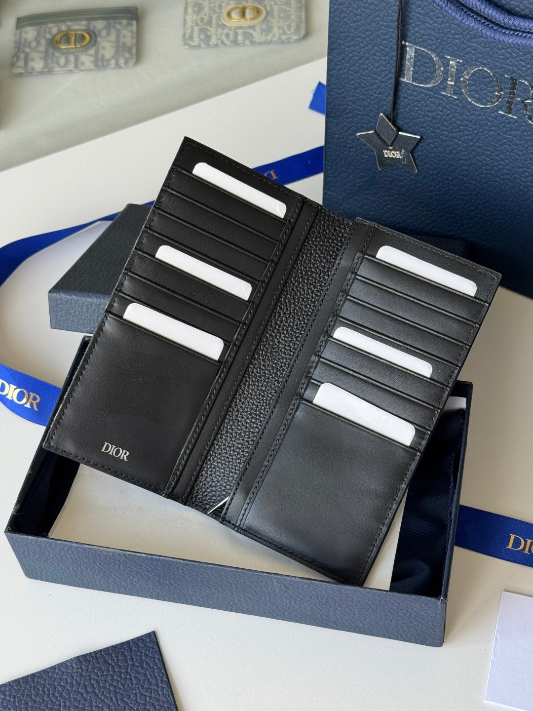 CD Saddle Long Vertical Wallet Black Beige Cowhide & Jacquard mysite