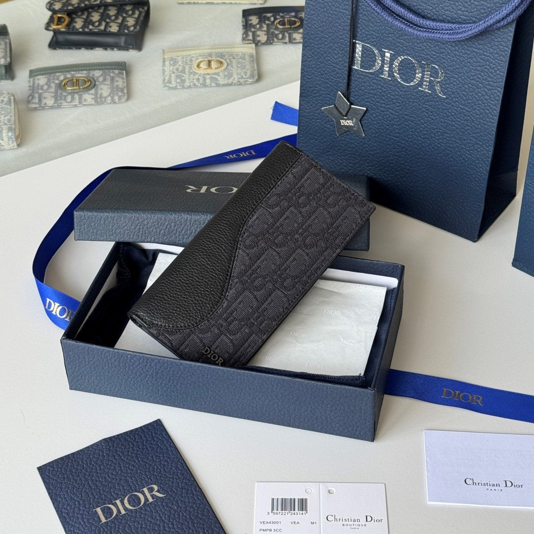 CD Saddle Long Vertical Wallet Black Cowhide & Jacquard mysite