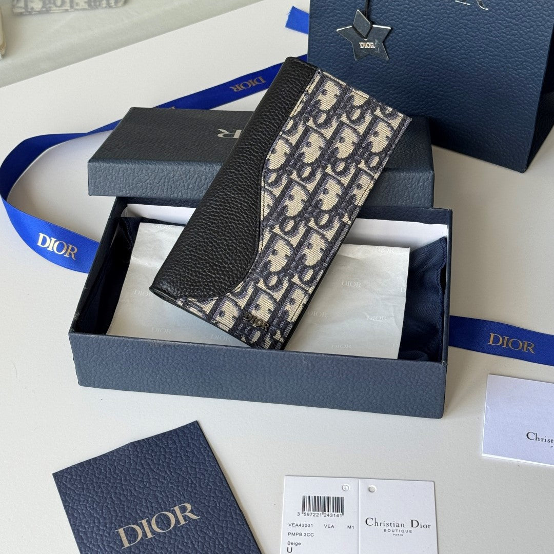 CD Saddle Long Vertical Wallet Black Beige Cowhide & Jacquard mysite