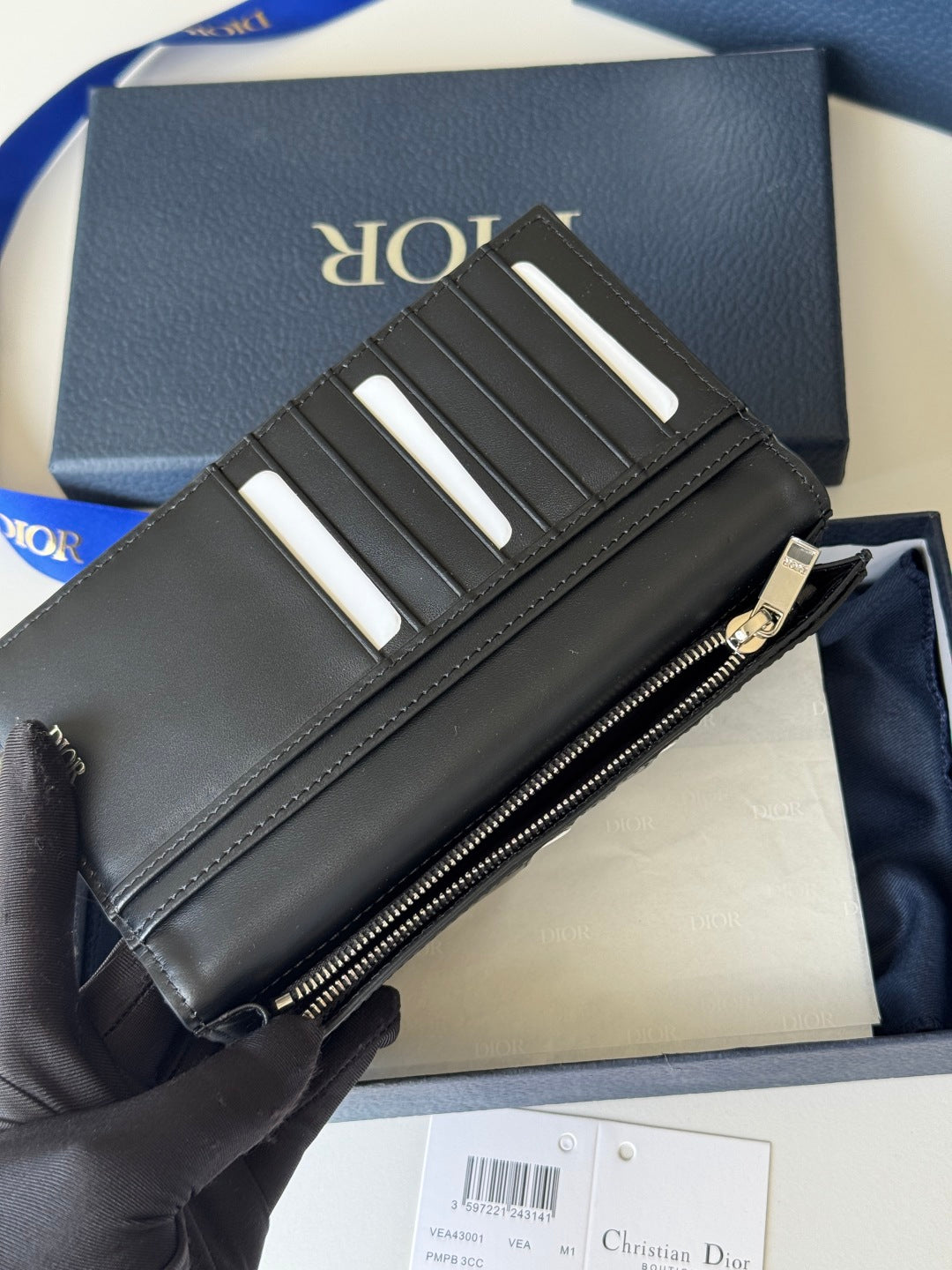 CD Long Vertical Wallet  Black Jacquard Cowhide mysite