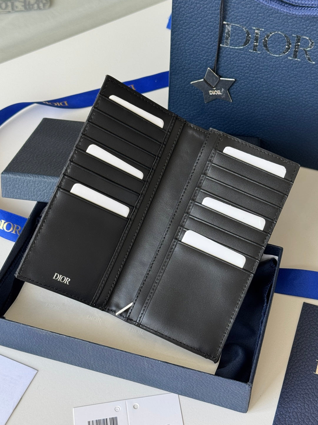 CD Long Vertical Wallet  Black Jacquard Cowhide mysite