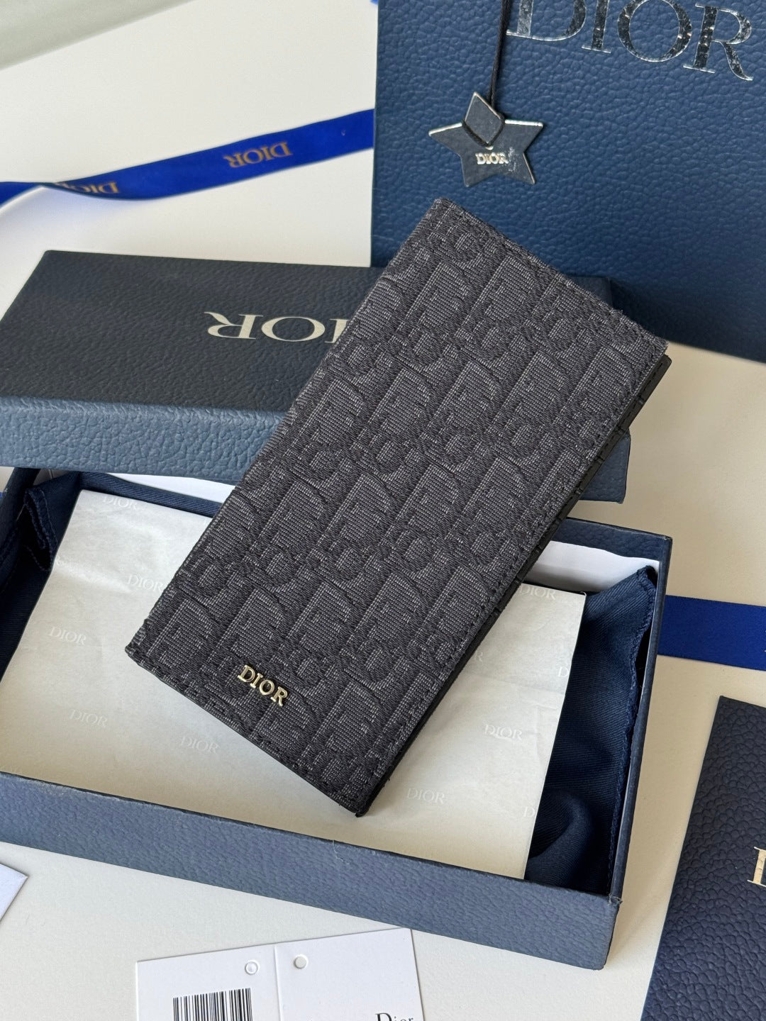 CD Long Vertical Wallet  Black Jacquard Cowhide mysite