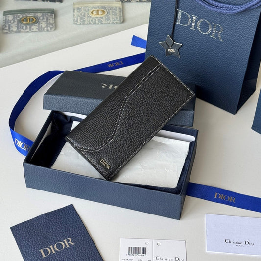 CD Saddle Long Vertical Wallet Black Cowhide mysite