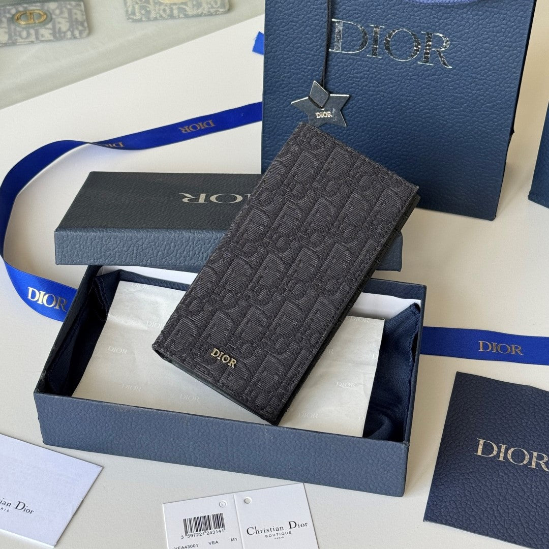 CD Long Vertical Wallet  Black Jacquard Cowhide mysite