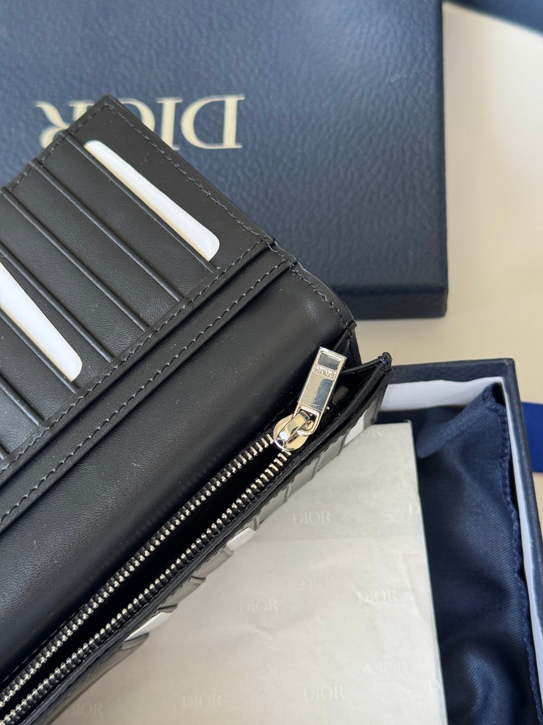 CD Long Vertical Wallet  Black Jacquard Cowhide mysite