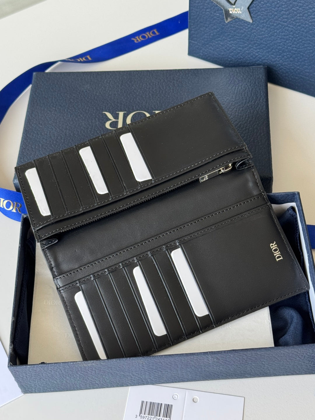 CD Long Vertical Wallet  Black Jacquard Cowhide mysite