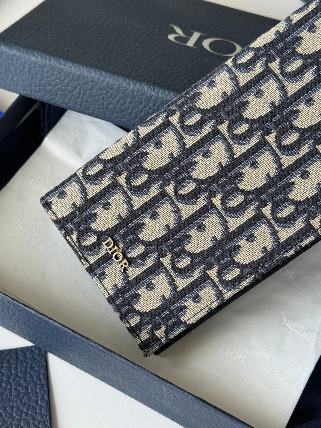CD Long Vertical Wallet Beige Black Jacquard Cowhide mysite