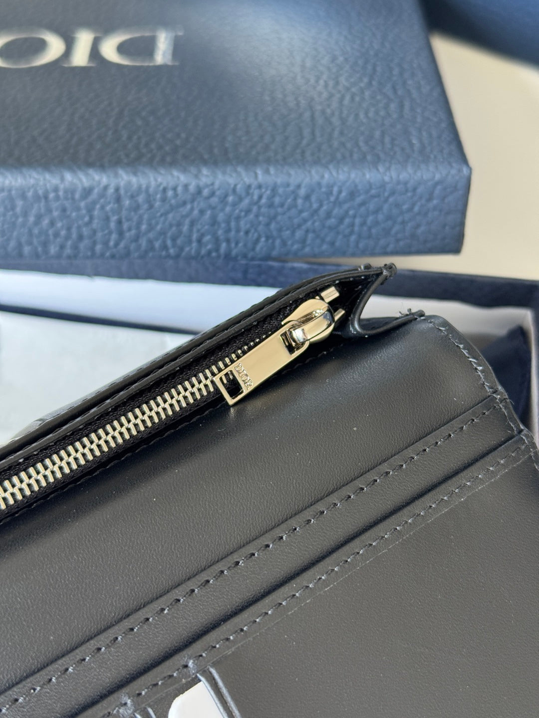 CD Long Vertical Wallet Beige Black Jacquard Cowhide mysite