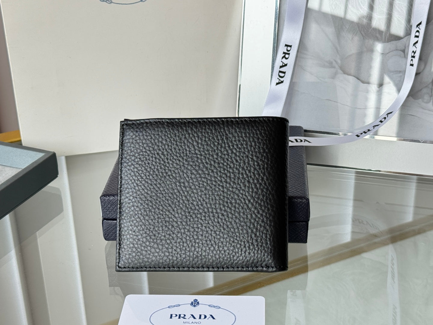 Pra 2M0513 Wallet 11cm Black lychee-grained cowhide HW mysite