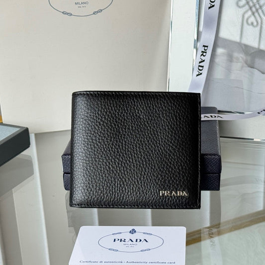 Pra 2M0513 Wallet 11cm Black lychee-grained cowhide HW mysite