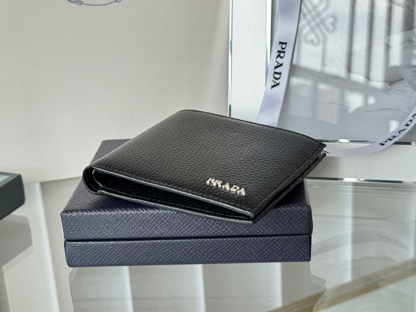 Pra 2M0513 Wallet 11cm Black lychee-grained cowhide HW mysite