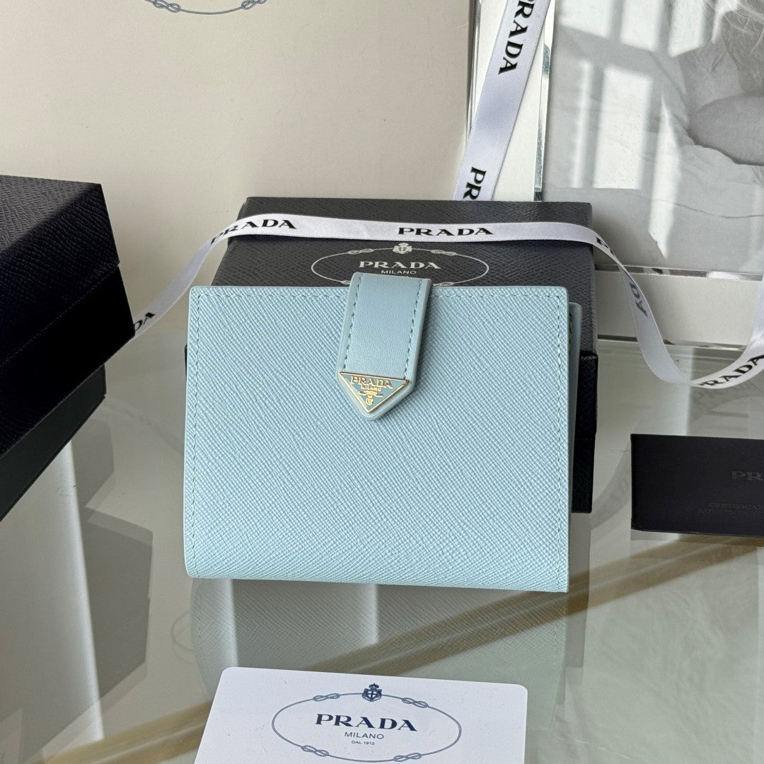 Pra 1MV204 Small Wallet Light Blue Saffiano & Smooth Leather mysite