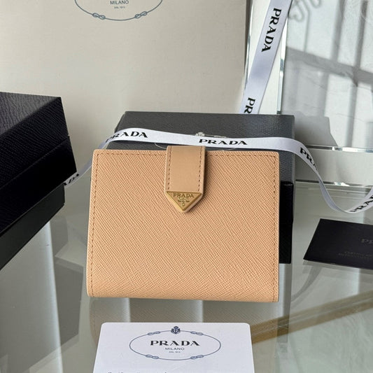 Pra 1MV204 Small Wallet Caramel Saffiano & Smooth Leather mysite