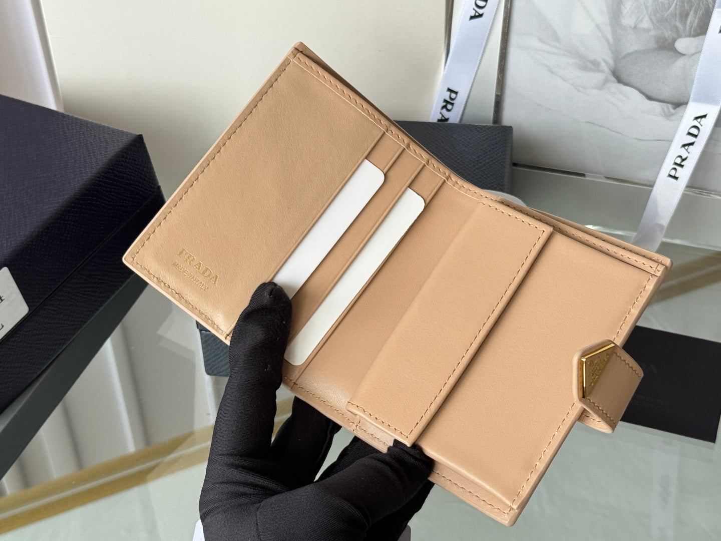 Pra 1MV204 Small Wallet Caramel Saffiano & Smooth Leather mysite