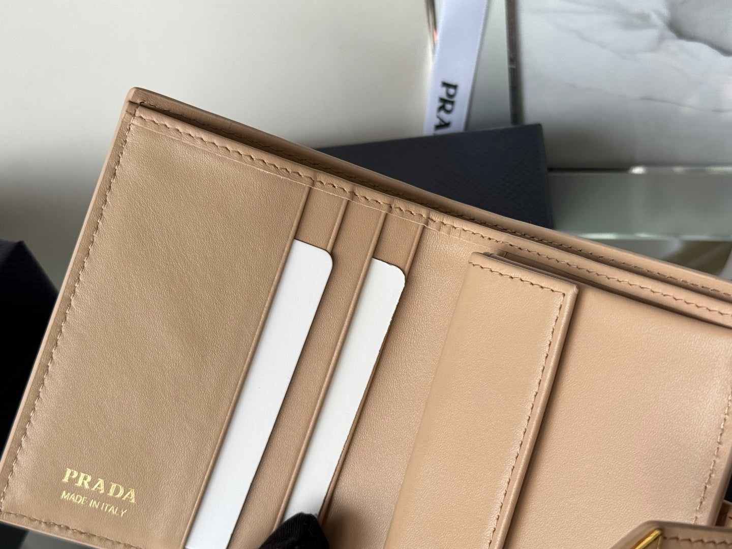 Pra 1MV204 Small Wallet Caramel Saffiano & Smooth Leather mysite