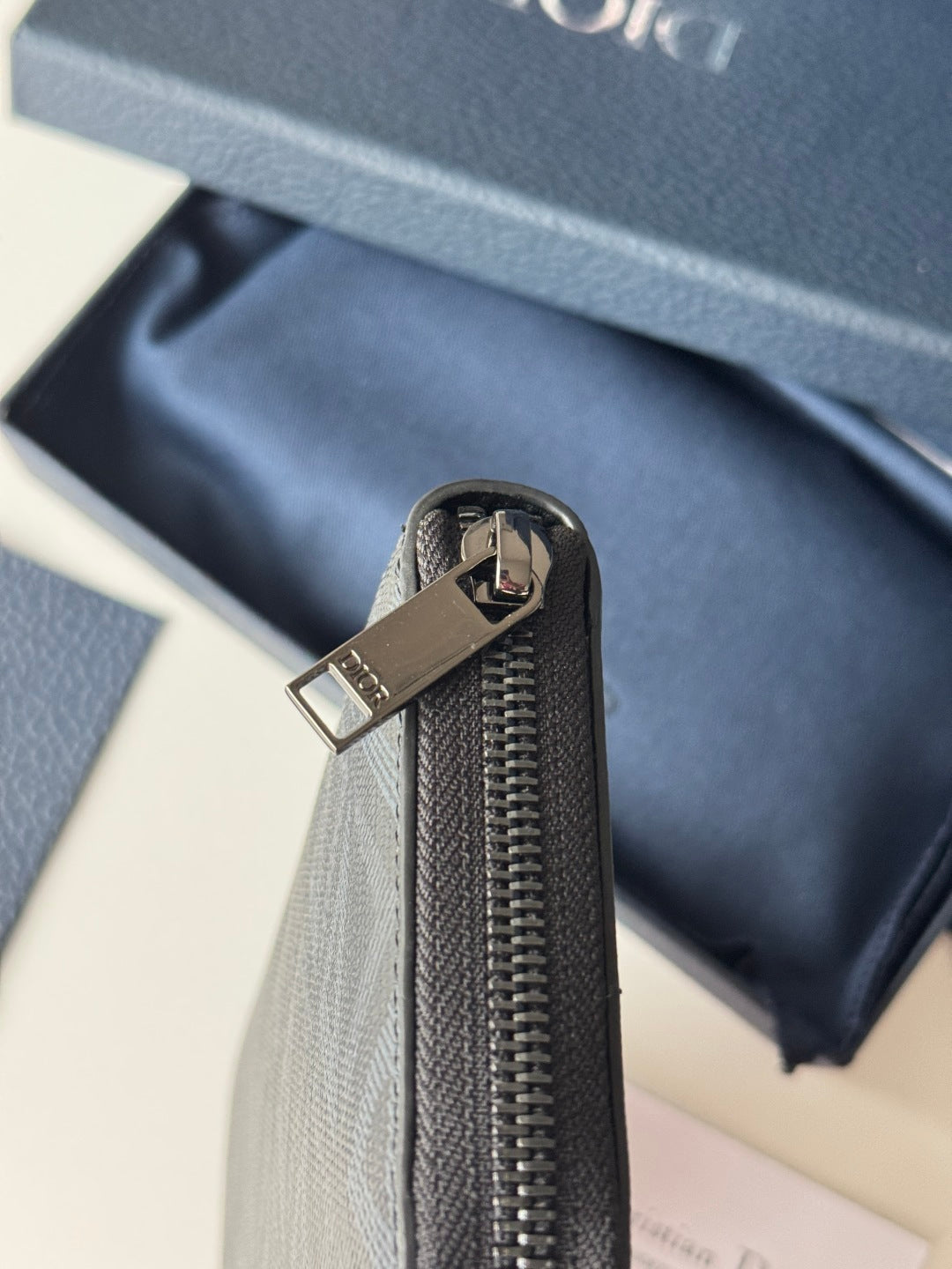 CD Diamond Zipped Long Wallet Black Blue Canvas & Cowhide mysite