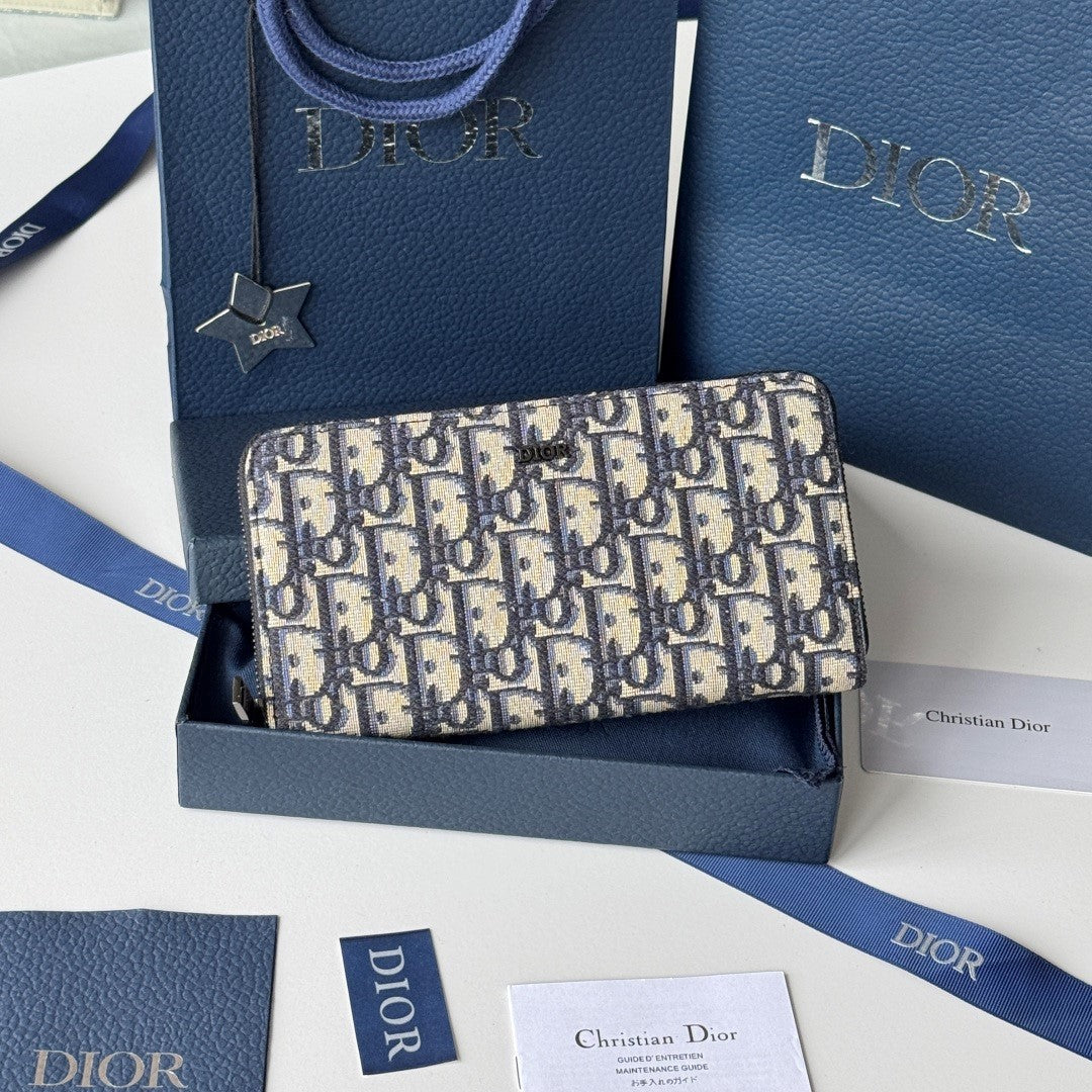 CD Long Zipped Wallet 19.8cm Beige Black Jacquard mysite