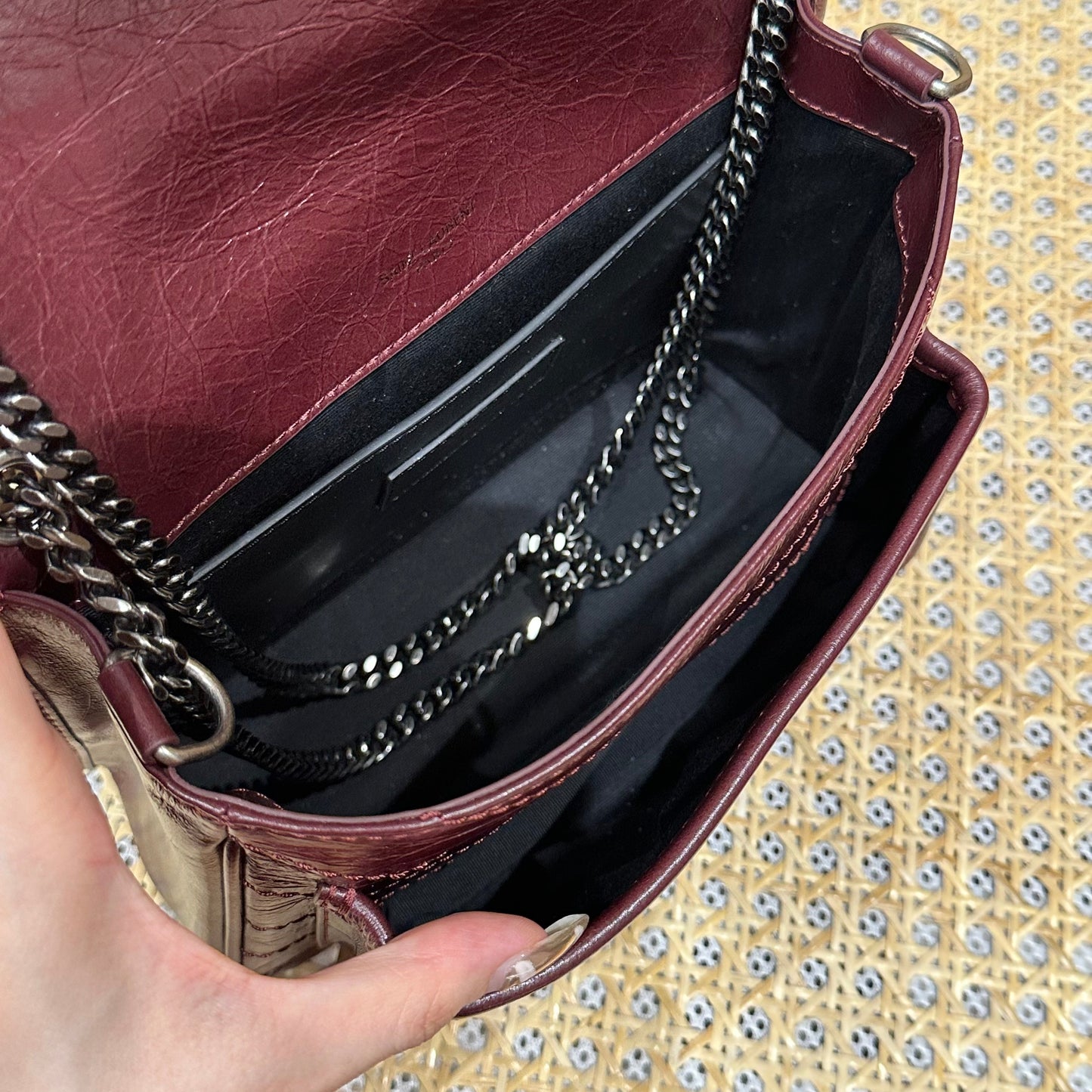 YSL Niki Baby Bag Burgundy Calfskin 338872 mysite