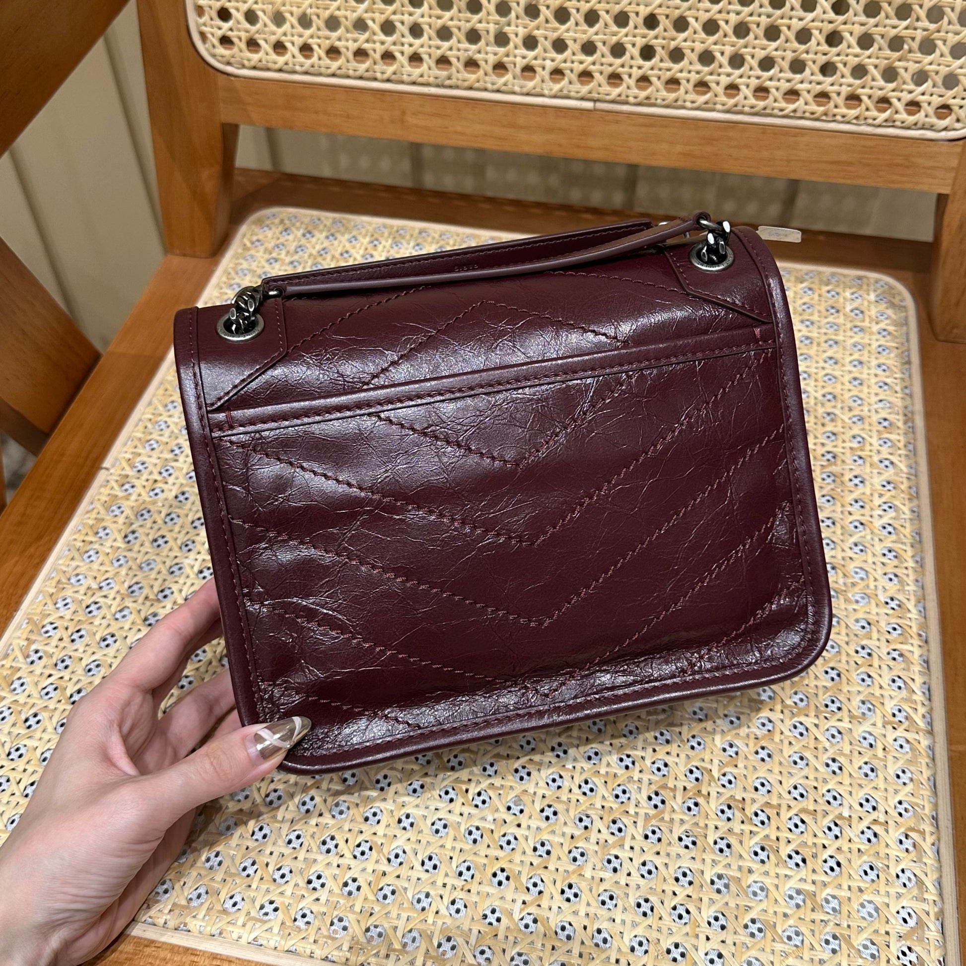 YSL Niki Baby Bag Burgundy Calfskin 338872 mysite