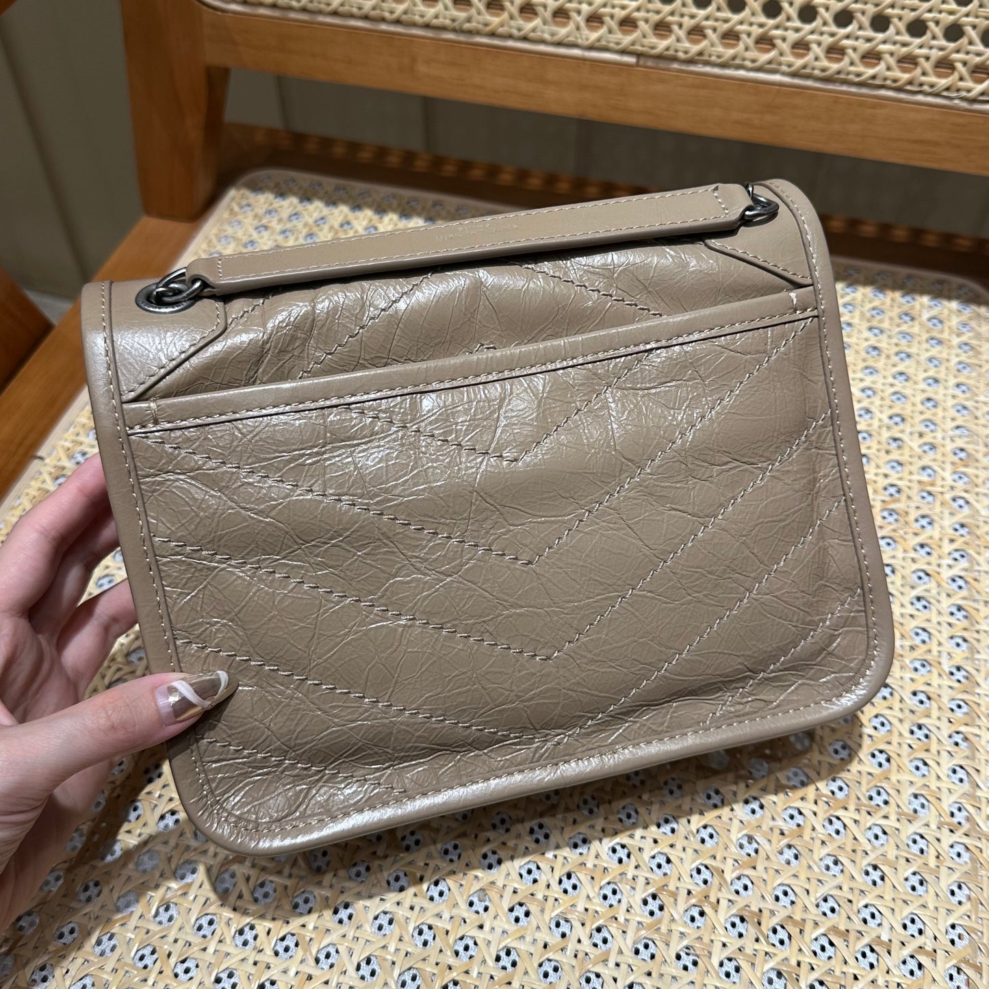 YSL Niki Baby Bag Beige Calfskin 338878 mysite