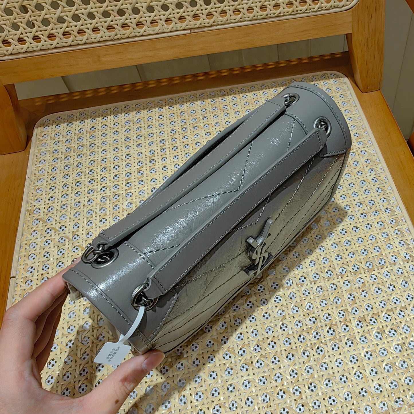 YSL Niki Baby Bag Gray Calfskin 338884 mysite