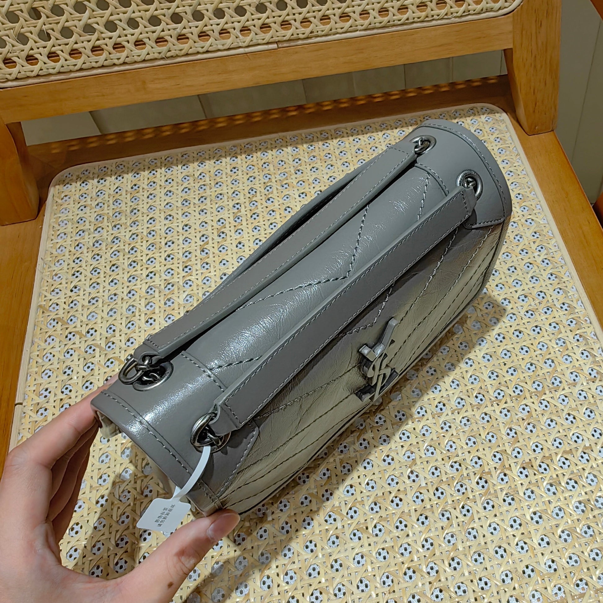 YSL Niki Baby Bag Gray Calfskin 338884 mysite