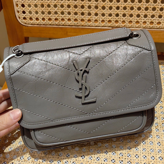 YSL Niki Baby Bag Gray Calfskin 338884 mysite