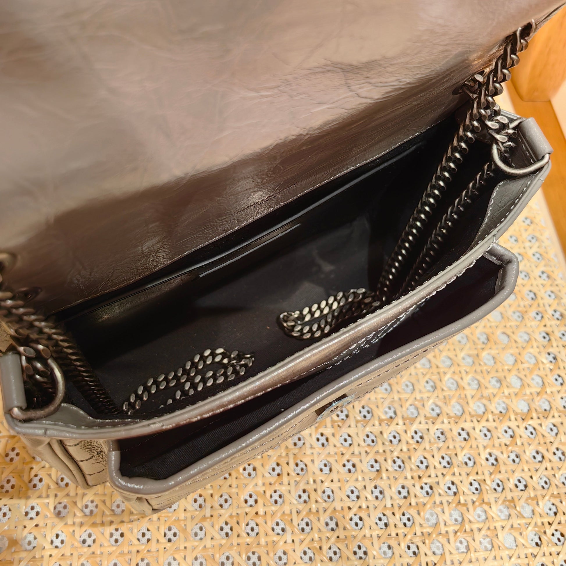 YSL Niki Baby Bag Gray Calfskin 338884 mysite