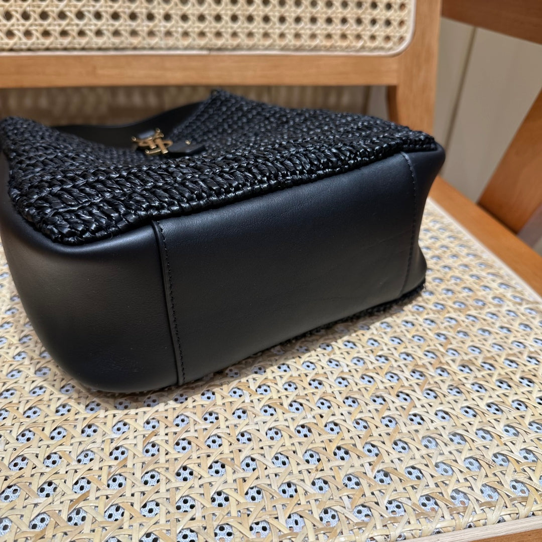 YSL Bag 22cm Black Gold Raffia Cowhide mysite