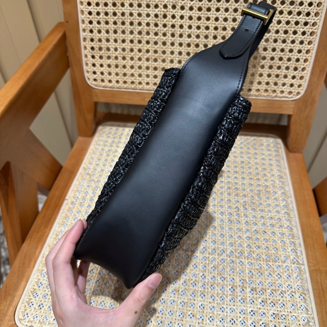 YSL Bag 22cm Black Gold Raffia Cowhide mysite