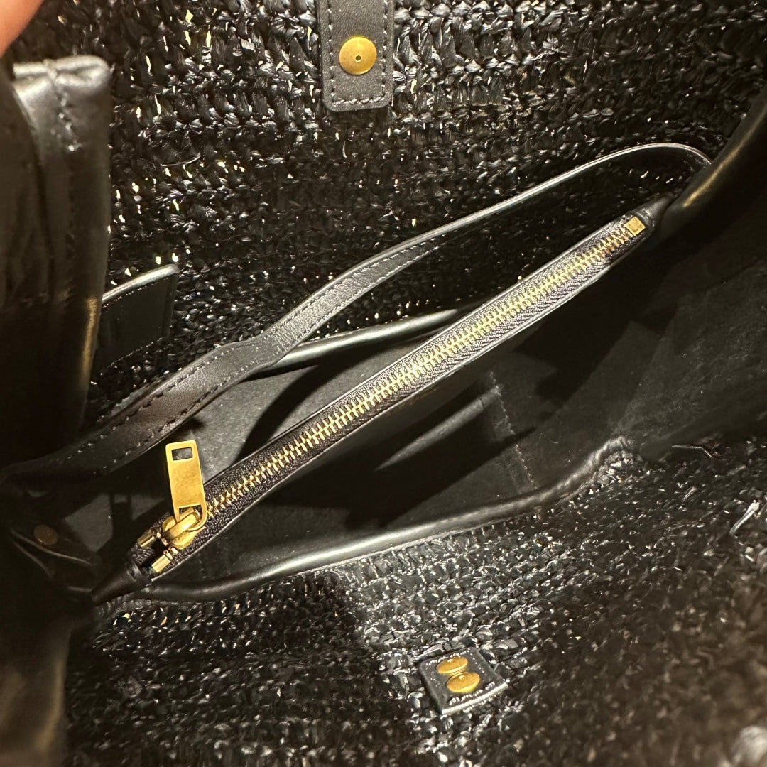 YSL Bag 22cm Black Gold Raffia Cowhide mysite