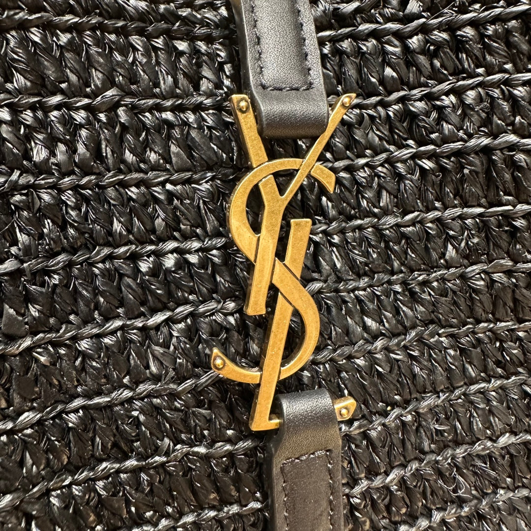 YSL Bag 22cm Black Gold Raffia Cowhide mysite