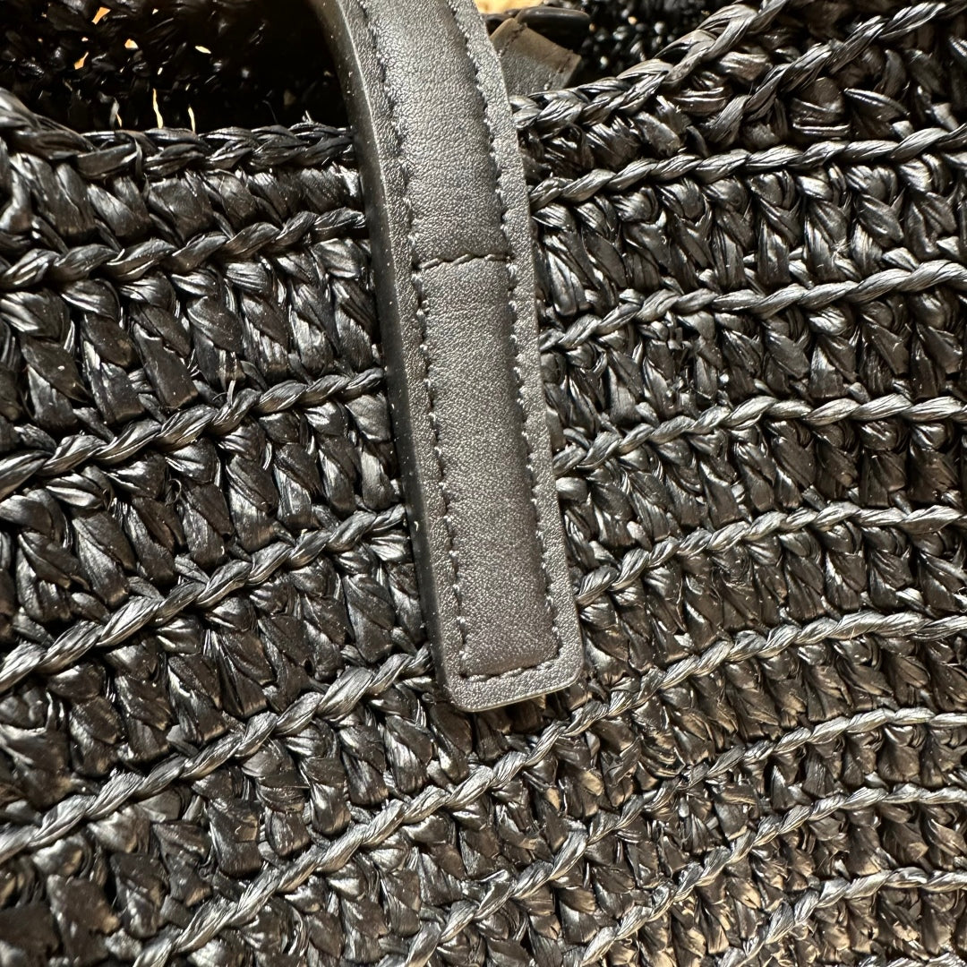 YSL Bag 22cm Black Gold Raffia Cowhide mysite