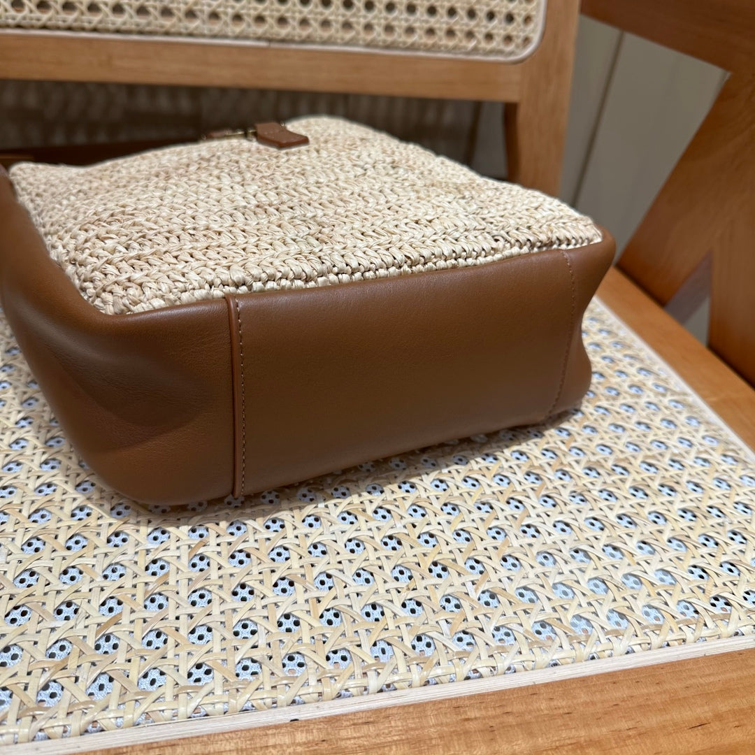 YSL Bag 22cm Brown Beige Raffia Cowhide mysite