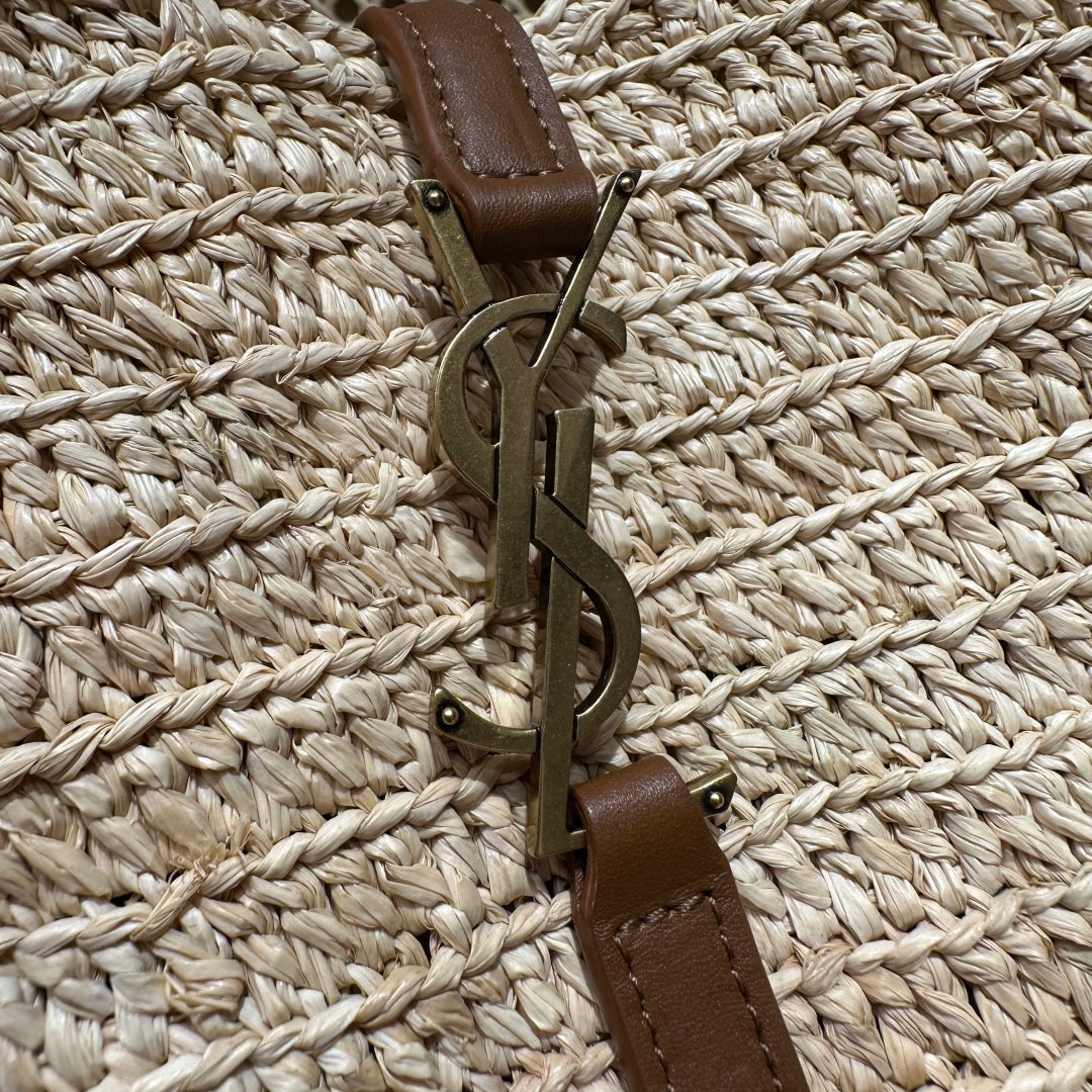 YSL Bag 22cm Brown Beige Raffia Cowhide mysite