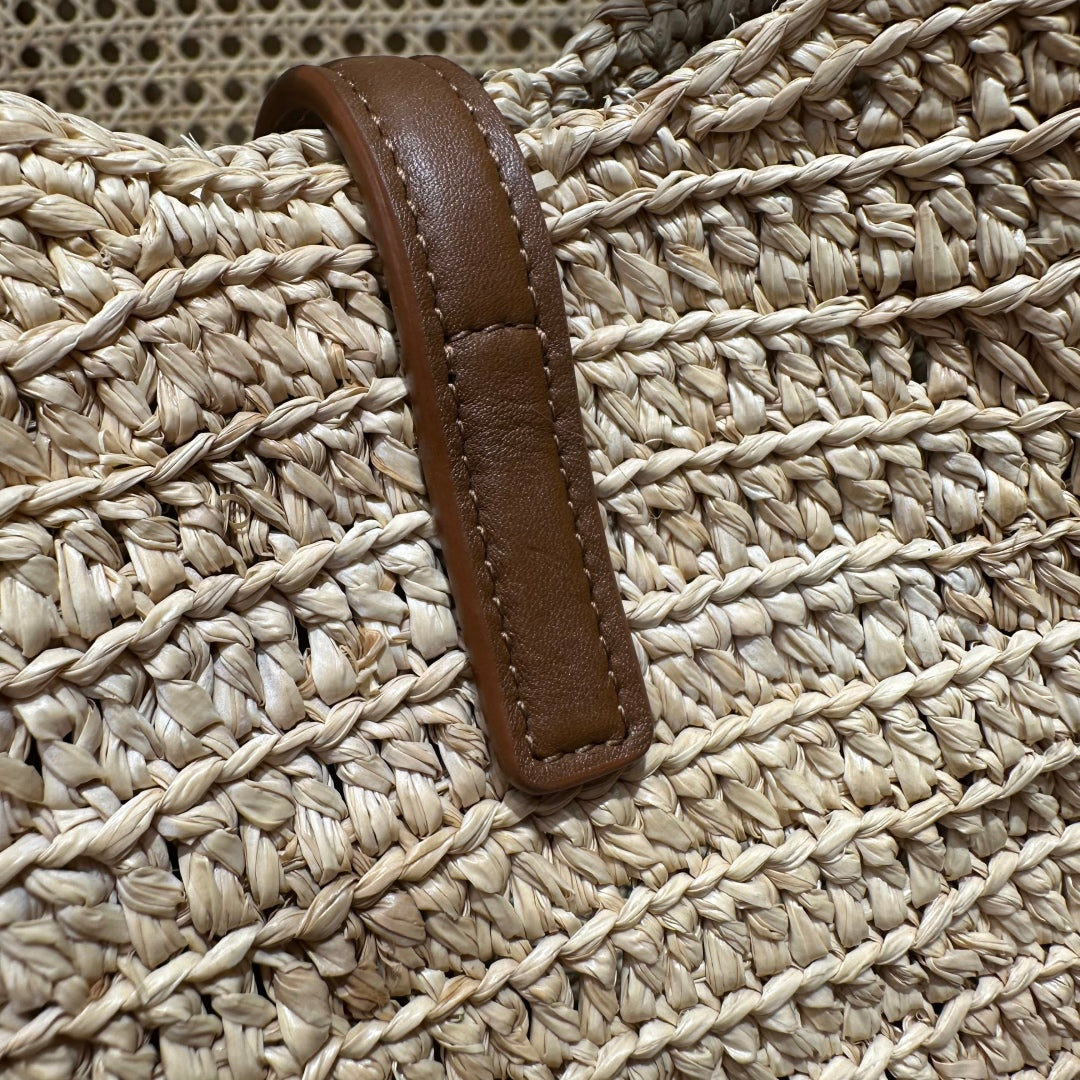 YSL Bag 22cm Brown Beige Raffia Cowhide mysite