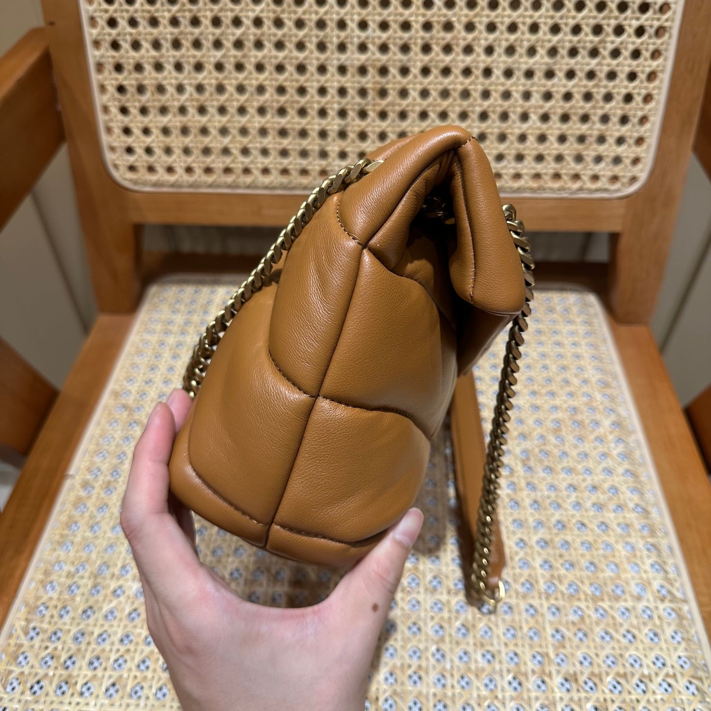 YSL Loulou Puffer Quilted Bag Brown Gold Lambskin 338793 mysite