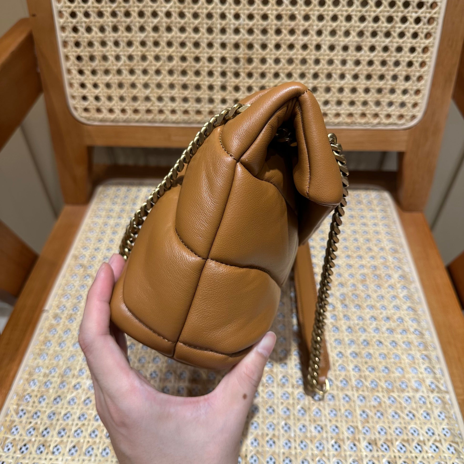 YSL Loulou Puffer Quilted Bag Brown Gold Lambskin 338793 mysite