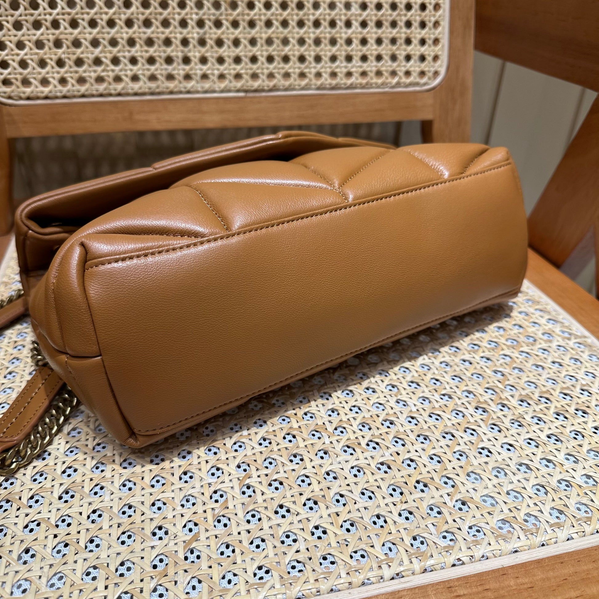 YSL Loulou Puffer Quilted Bag Brown Gold Lambskin 338793 mysite