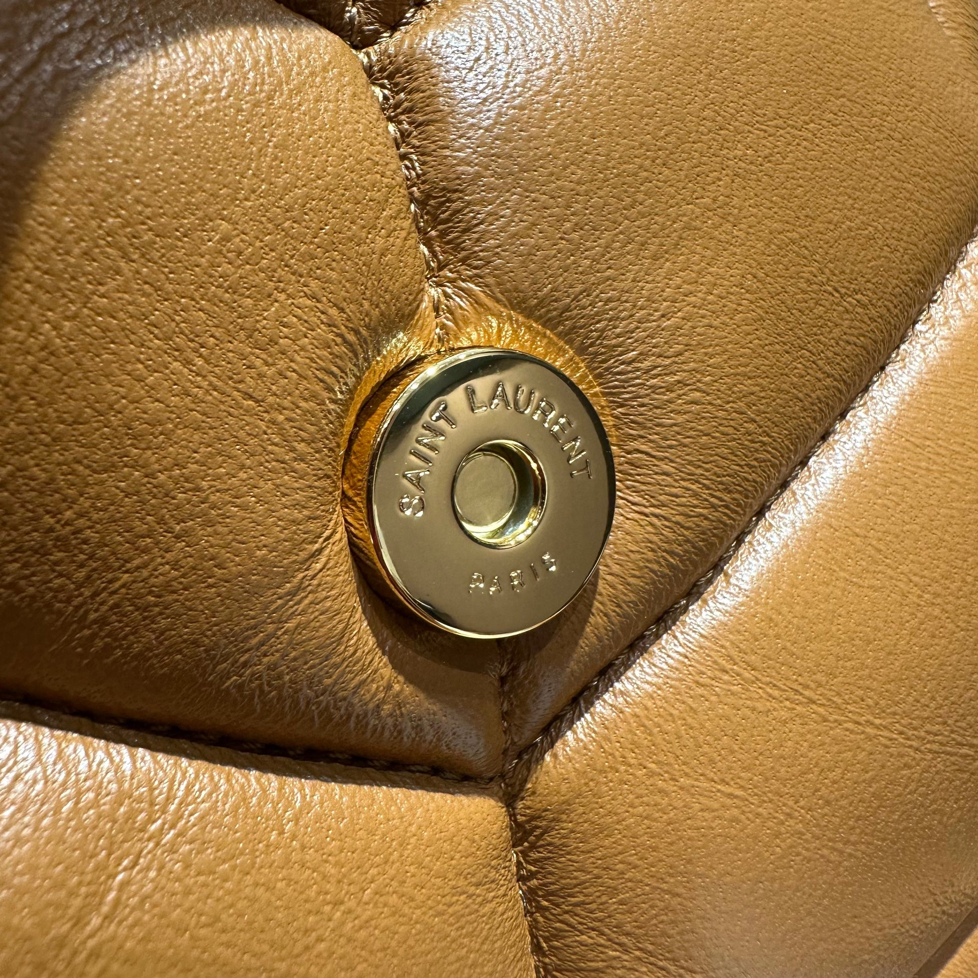 YSL Loulou Puffer Quilted Bag Brown Gold Lambskin 338793 mysite