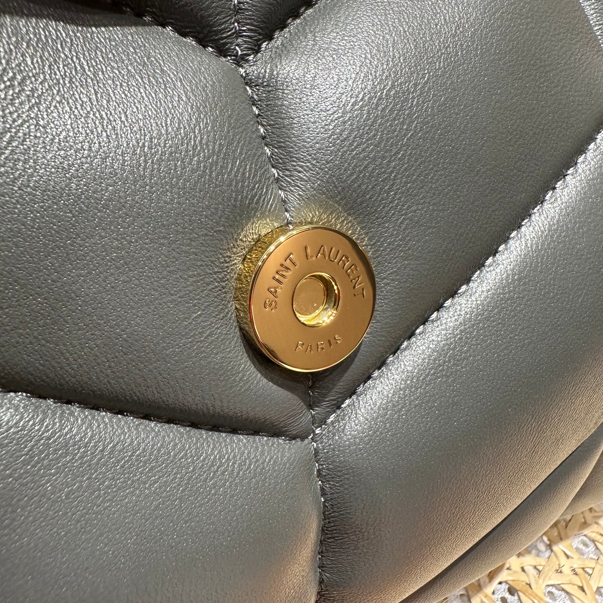 YSL Loulou Puffer Quilted Bag Gray Gold Lambskin 338800 mysite