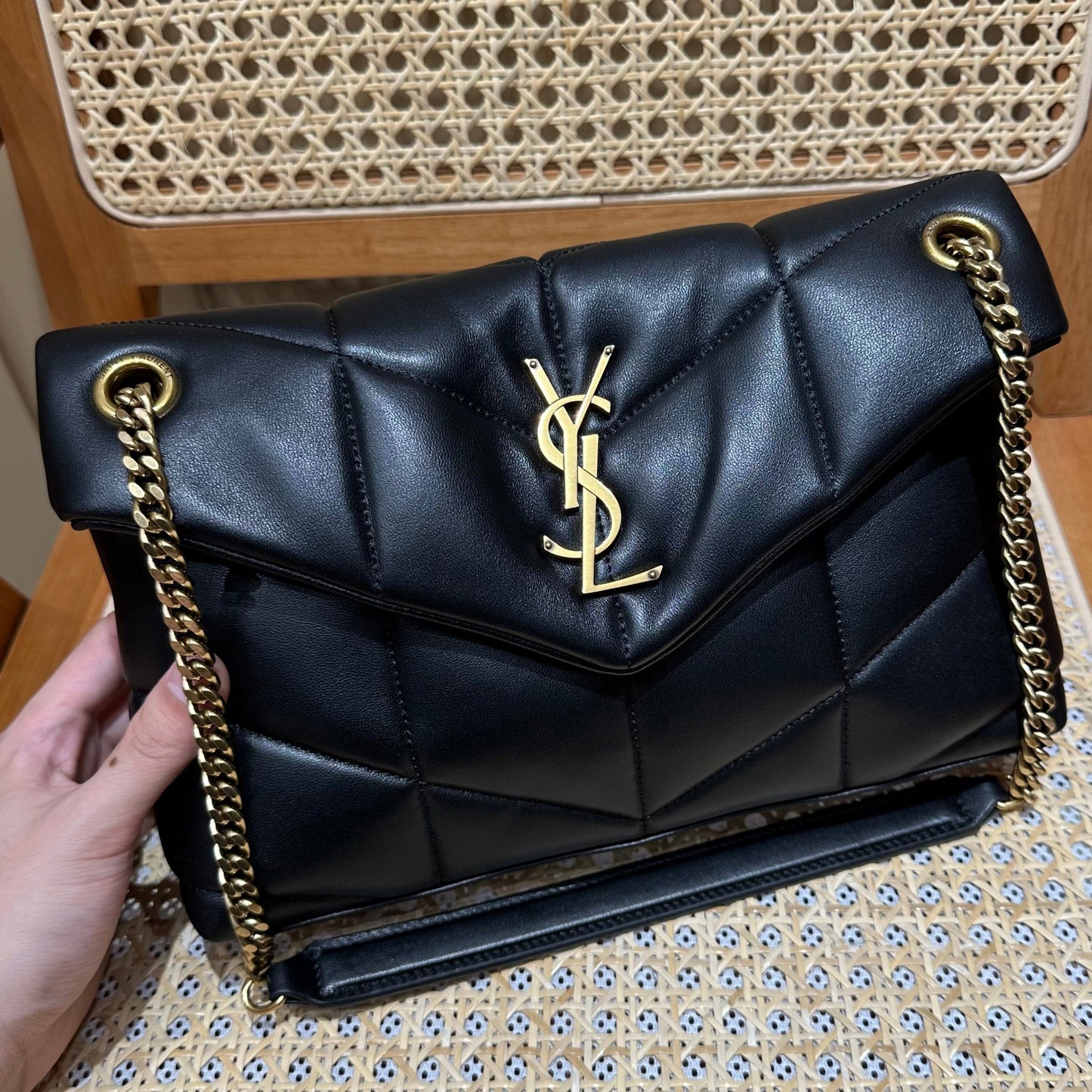 YSL Loulou Puffer Quilted Bag Black Gold Lambskin 338812 mysite