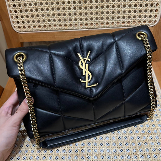 YSL Loulou Puffer Quilted Bag Black Gold Lambskin 338812 mysite