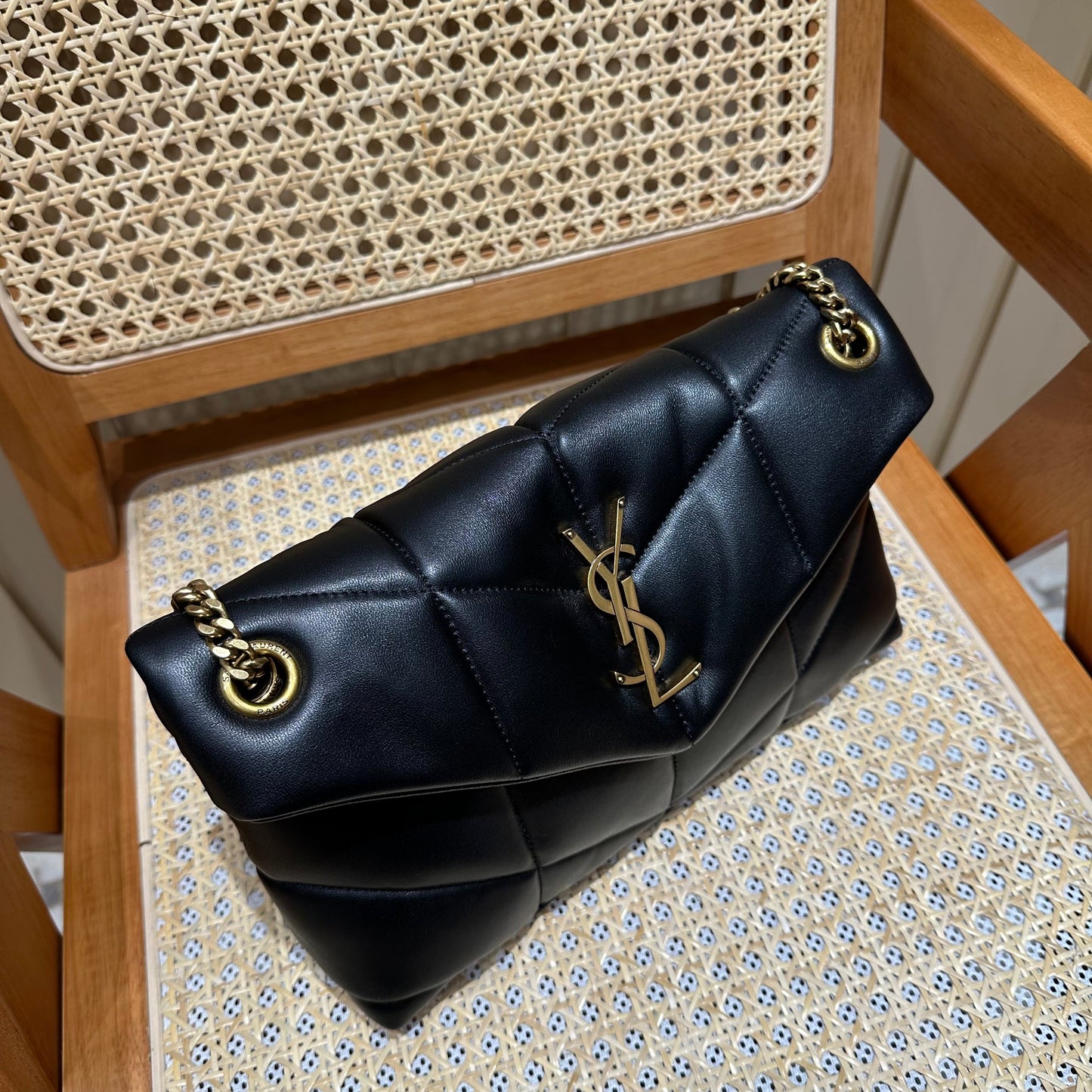 YSL Loulou Puffer Quilted Bag Black Gold Lambskin 338812 mysite