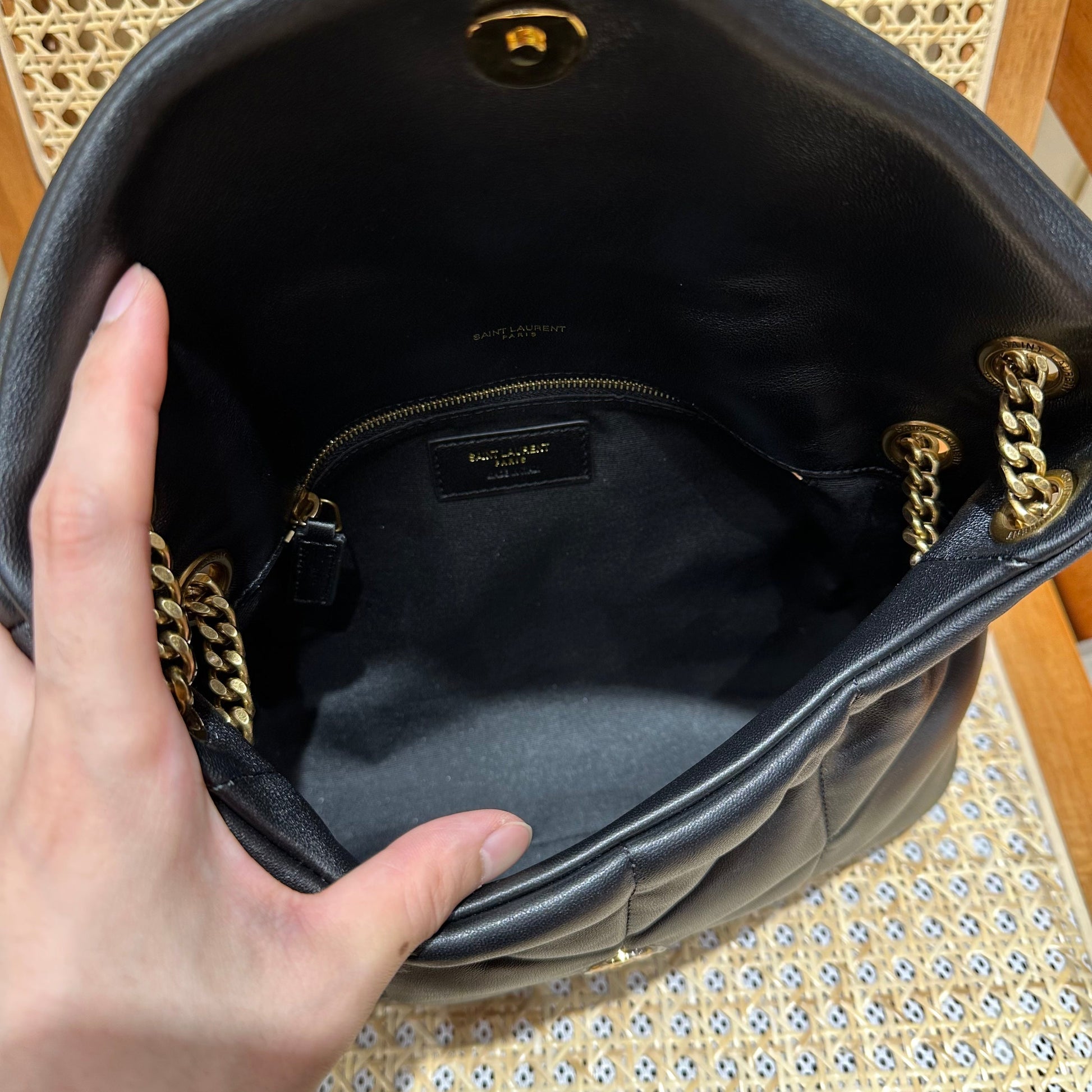 YSL Loulou Puffer Quilted Bag Black Gold Lambskin 338812 mysite