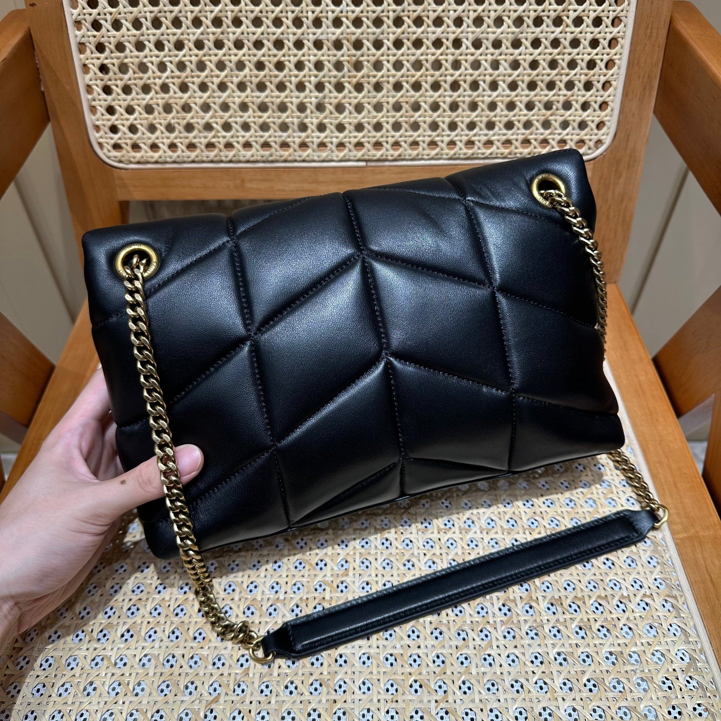 YSL Loulou Puffer Quilted Bag Black Gold Lambskin 338812 mysite